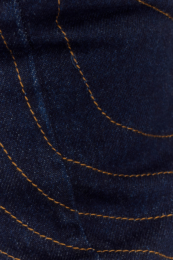 Tully Strapless Topstitch Denim Top - Indigo Blue