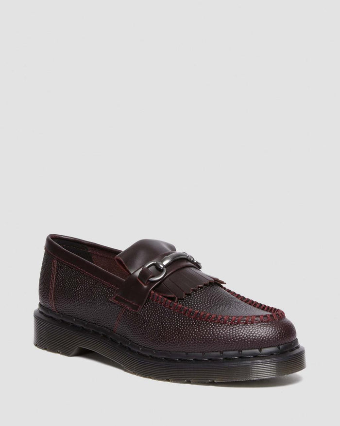 Unisex Adrian Snaffle Pebble Grain Leather Kiltie Loafers Oxblood