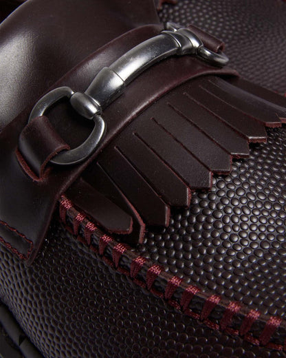 Unisex Adrian Snaffle Pebble Grain Leather Kiltie Loafers Oxblood