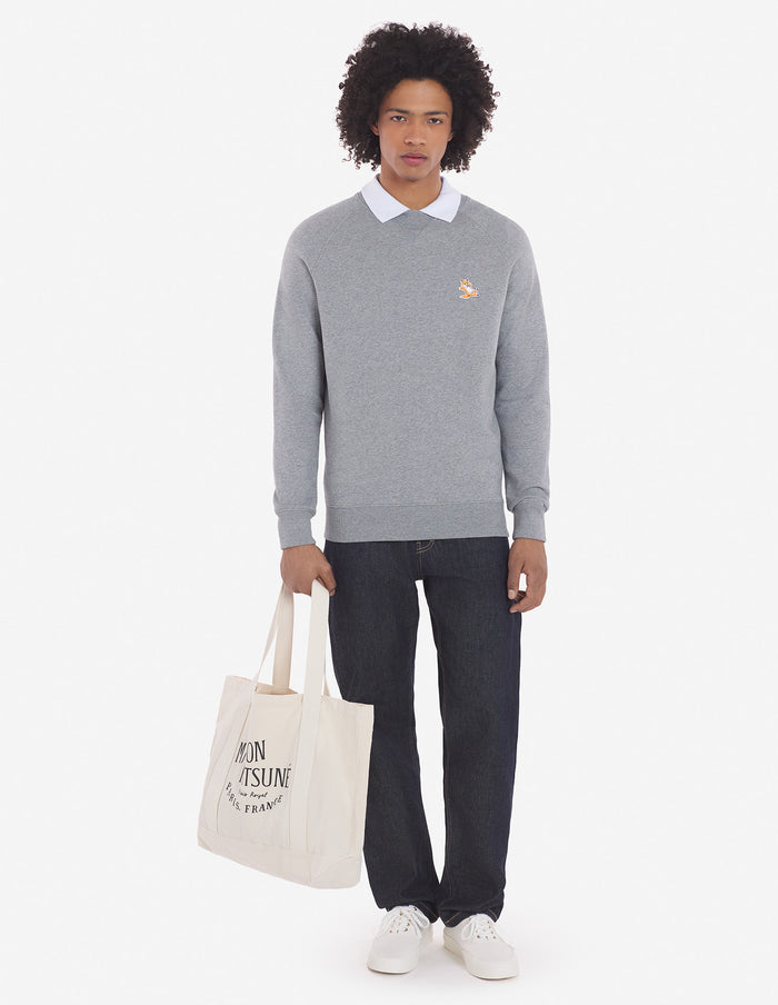 Unisex Chillax Fox Patch Classic Sweatshirt Grey Melange