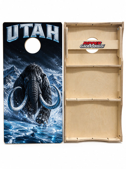 Utah Mammoth Inspired Cornhole Design