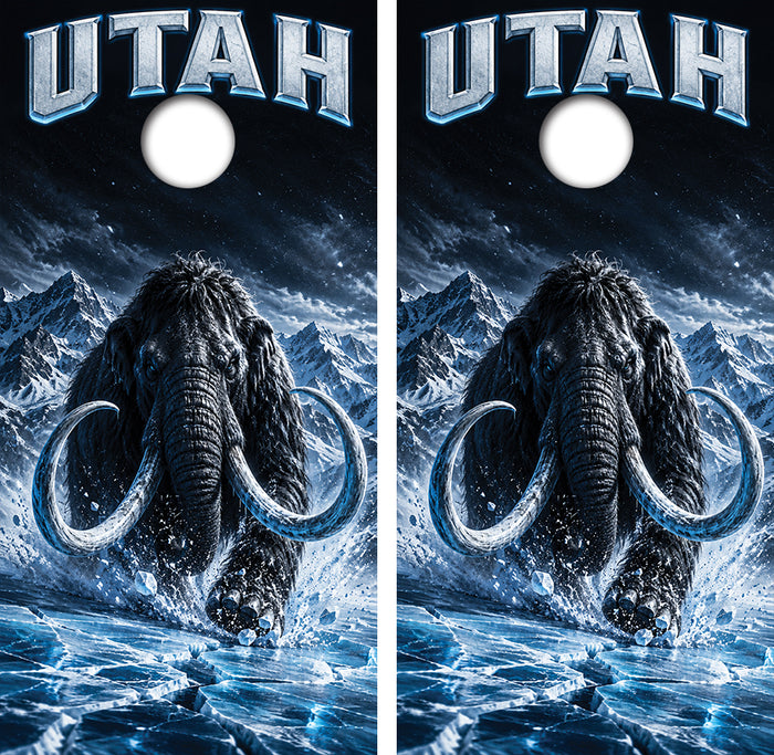 Utah Mammoth Inspired Cornhole Design