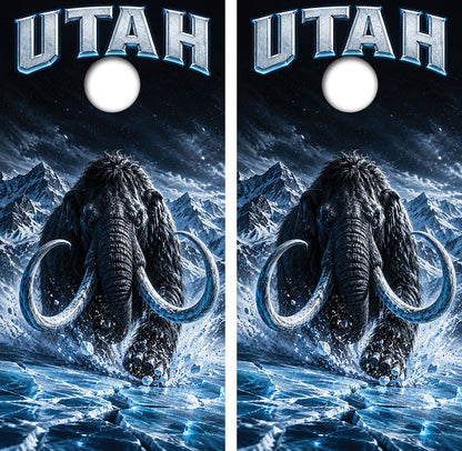 Utah Mammoth Inspired Cornhole Design