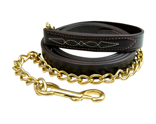 Walsh Fancy Stitch Leather Lead with Chain