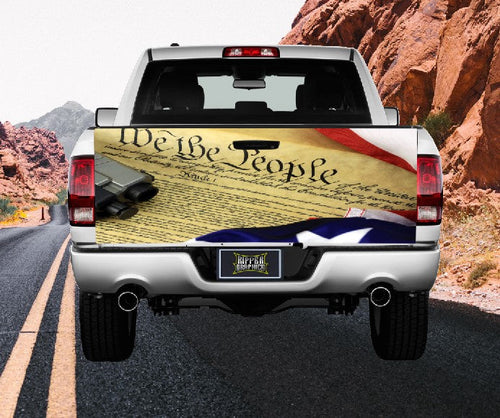 We The People Flag Tailgate Wrap Vinyl Graphic Decal Sticker