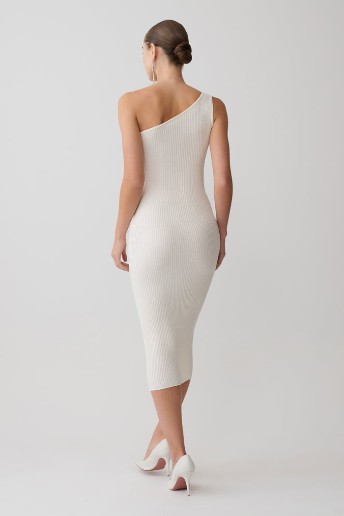 Zandie Cashmere Blend Knit Midi Dress - Ivory